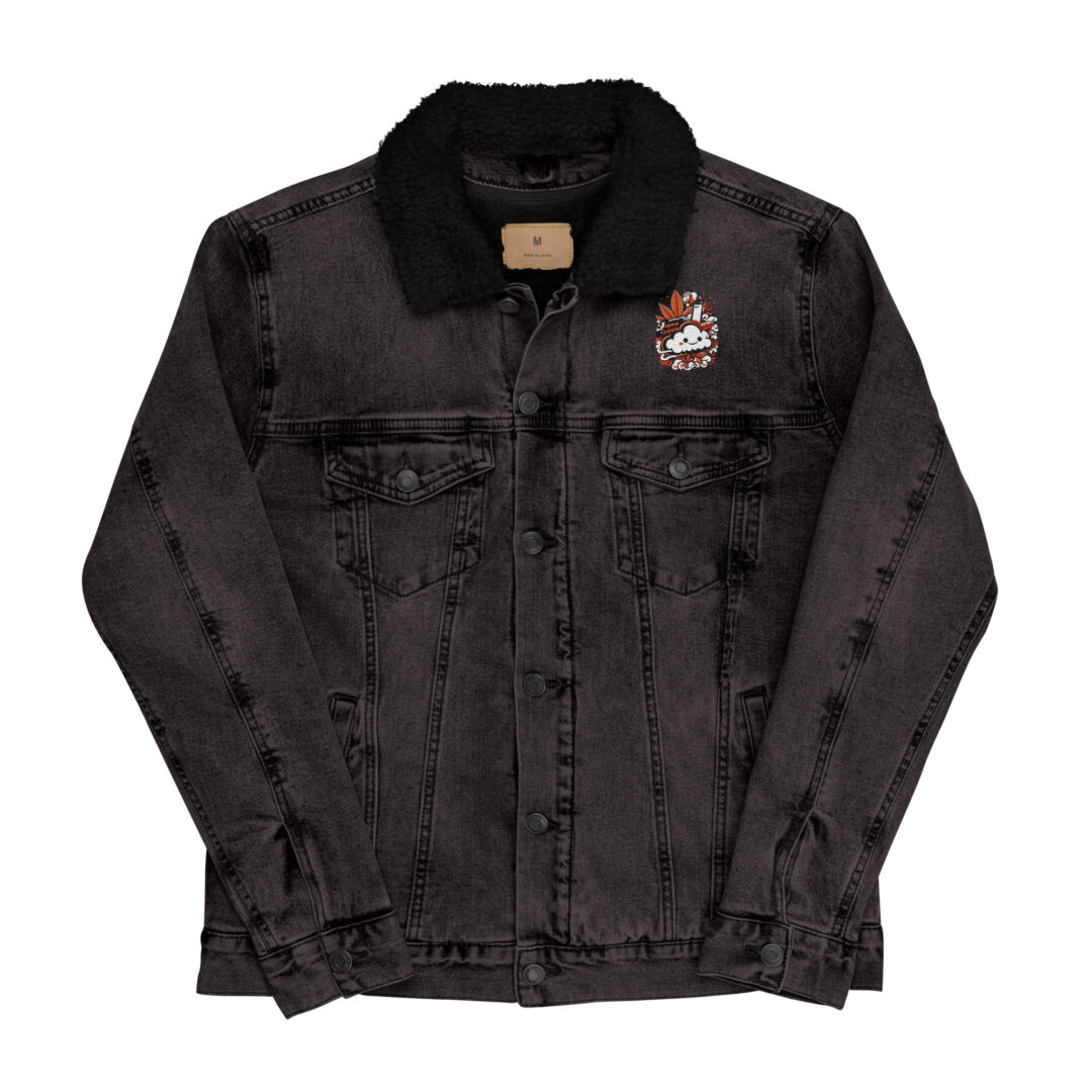 Unisex Sherpa Denim Jacket Black Denim Front 6541525B6117B